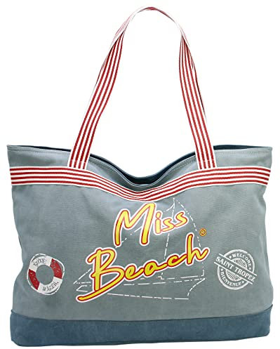 Strandtasche XXL Beach Bag - Große 40 Liter Badetasche - Freizeittasche, Sporttasche, Canvas Shopper - Jeans-Blau