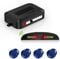 Kit di assistenza al parcheggio senza fili, sistema radar di retromarcia con 4 sensori PDC, display a distanza LED senza fili con avviso sonoro + 4 colori blu Aiuto al parcheggio posteriore