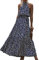 EFOFEI Damen Sexy Lässiges Date Kleid Business Casual Kleid Langes Sonnenkleid Mit Gürtel Boho Floral Fließendes Kleid Punkt Königsblau S