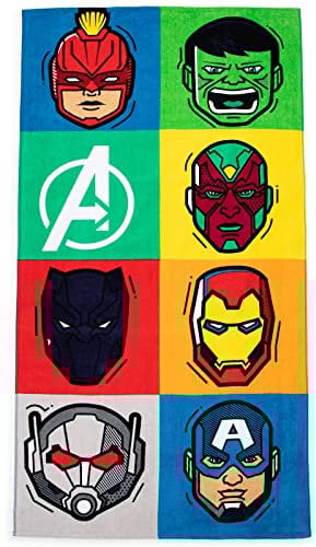 Jay Franco Marvel Avengers Pop 86cm x 162cm große Strandtuch aus 100% Baumwollfrottee