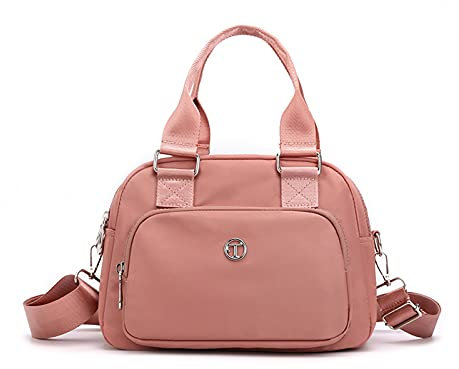 NICOLE & DORIS Handtasche Messenger Bag Damen Casual Schultertasche Nylon Wasserdicht Leichte Umhängetasche Multi-Tasche Handtasche Reise Rosa