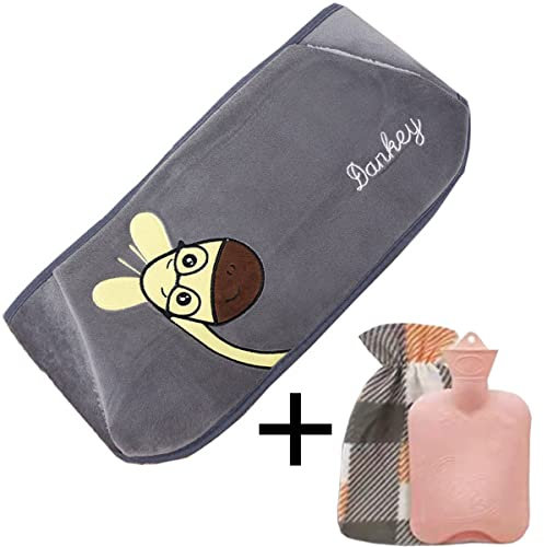 1L 3 Set Bouillotte Eau Chaude avec Couvercle et Ceinture Sac à Eau Chaude en Caoutchouc pour la Chaleur du Cou, Épaule, Dos, Taille Gellmall