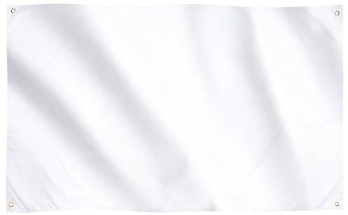Runesol Bandera Blanca, 91x152cm, 3ft x 5ft, Bandera Fondo Blanco, Bandera Blanca en Blanco, 4 Ojales, Ojales en Cada Esquina, Banderas de Color, Banderas Premium, Interior, Exterior