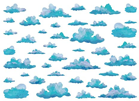 SUPERDANT Wolken Wandaufkleber Aufkleber Vinyl Blau Wolken Wandbild Baby Kinderzimmer Abziehen Und Aufkleben Selbstklebende Tapete Kinder Süßes Schlafzimmer DIY Heimdekoration