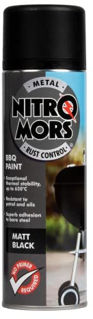 Nitromors BBQ Spray Paint Black 500 ml, High-Temperature Resistant, Self-Priming, Durable Coating for Steel, Resists Oil and Petrol, Up to 650°C