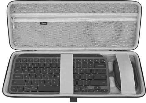 GEEKRIA Tastaturhülle, Hartschalen-Schutzhülle, Reisetasche, kompatibel mit Logitech MX Keys Mini Minimalistische kabellose beleuchtete Tastatur und Logitech MX Anywhere 3 Maus Combo Case (Dunkelgrau)