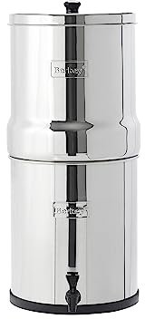 Big Berkey Système de Filtre à Eau de comptoir en Acier Inoxydable alimenté par gravité avec 2 filtres Authentiques Berkey Elements BB9-2 Noir 8 l