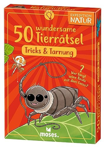 moses. Expedition Natur: 50 wundersame Tierrätsel – Tricks & Tarnung, Tierquiz für Kinder, Ratespiel ab 8 Jahren rund um besondere Tier-Fähigkeiten, Yellow