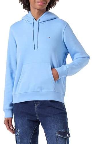 Tommy Jeans Damen Hoodie Rundhalsausschnitt Regular Fit, Blau (Westside Blue), XXS