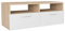 Helloshop26 Meuble télé Buffet TV télévision Design Pratique aggloméré 95 cm chêne et Blanc 2502019/2