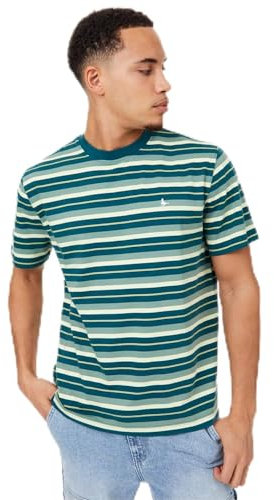 Jack Wills Mens Striped T-Shirt Rich Teal M
