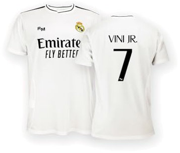 Real Madrid Prima Maglia Stagione 24/25, Vini Jr., M, Replica Home con Licenza Ufficiale