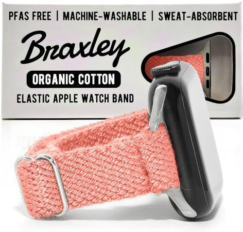 Braxley Armbänder aus Bio-Baumwolle für Damen und Herren, kompatibel mit allen Apple-Watch-Größen und Serien – waschbar, schweißabsorbierend, atmungsaktiv, elastische Smartwatch-Armbänder