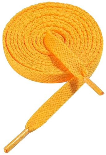 Gendewiner 1/2 paio di lacci piatti per scarpe da ginnastica, larghi 8 mm, stringhe per scarpe da ginnastica di alta qualità, ricambi per lacci sportivi sportivi, 32 Giallo Arancione, 120 cm- 1 Pair