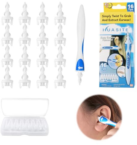 YALiya 16 Pièces Nettoyeur Oreille, Éliminateur de Cérumen, Silicone Nettoyage Oreille Kit, Lavable et Réutilisable, pour Adaptées aux Enfants et aux Adultes Nettoyer le Cér