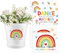 Faccito 4 Aufkleber für den Blumentopf Dankeschön Aufkleber Danke, dass du mir beim Wachsen geholfen hast Erzieher Geschenk Kindergarten Dankeschön Geschenk für Lehrer (Regenbogen, Blumen)