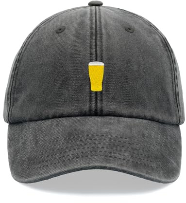 Baseballkappe aus Bierglas, Vintage, gewaschen, Unisex, niedriges Profil, verstellbar, IPA Ale Lager Drinker, Schwarz , Einheitsgröße