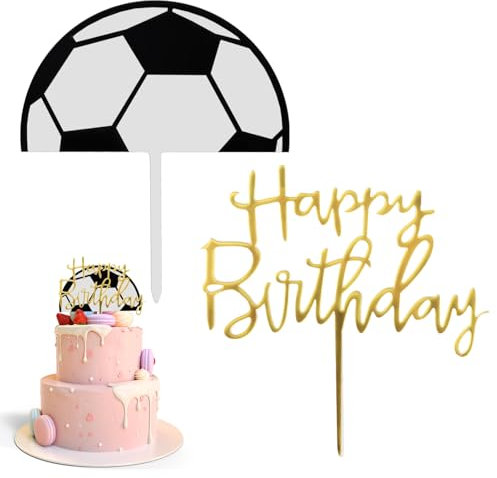 Tortendeko Fussball,2-in-1 Acryl Tortenaufleger Fussball,Fussball Deko Geburtstag Kinder,Fussball Kuchen Deko,FußBall Tortendeko für Junge Erwachsene Geburtstagsfeiern,FußBall Mottopartys Urlaubsparty