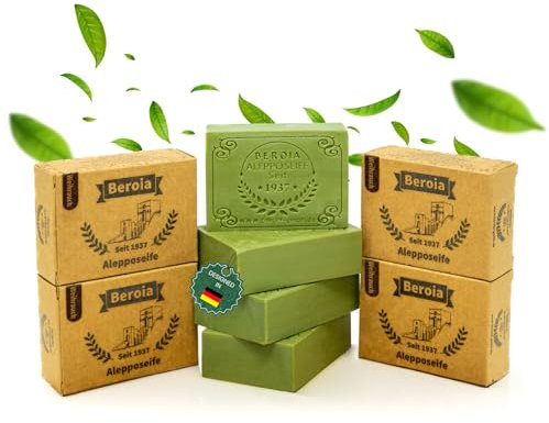 Beroia® Originale Aleppo Seife 4x 125g traditionell & handgemachte Duschseife für Haut & Haar | Olivenölseife Handseife Stückseife Naturseife Naturkosmetik | vegan | Weihrauch