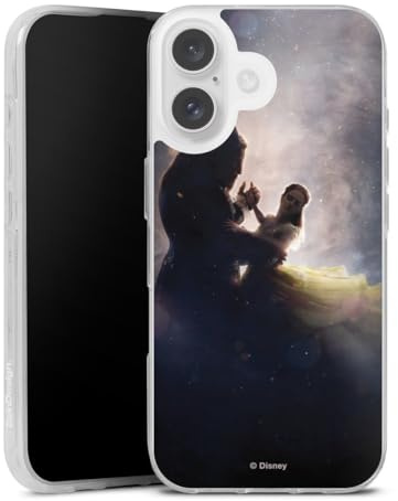 Silikon Hülle kompatibel mit Apple iPhone 16 Case transparent Handyhülle Die Schöne und das Biest Disney Princess Offizielles Lizenzprodukt