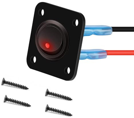 RUNCCI-YUN 12V-24V interrupteur a bascule, LED Interrupteur à Bascule Rond,1Gangs, 12V 20A / 24V 10A SPST rond Panneau de commutation 12V pour Voiture, Camion, Voitures de Course, Marine(rouge)