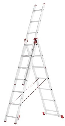 MYPRO Aluminium Triple Extension/Combination Ladder | Trade & DIY | EN131 Professional Ladders,5.66 m,heavy duty extendable ladder (EXT3X9-H)