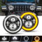 CO LIGHT 7 Zoll LED Scheinwerfer, E-geprüft LED Front Scheinwerfer Angel Eyes mit Ring Offroad Arbeitslicht für Land Rover Defender Jeep VW T3 G Klasse Wrangler TJ JK LJ Hummer