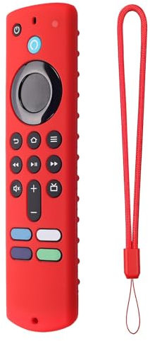 Funda de Silicona para Fire TV Stick 4K - Mando a Distancia 16 x 4,5 cm, Cubierta Antideslizante Con Cordón, Resistente a Golpes y Caídas