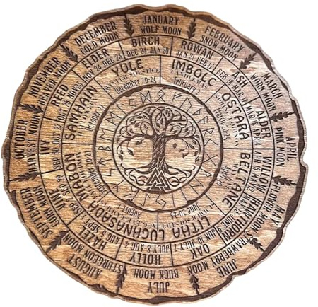 Joalpysm 20 cm x 20 cm Retro Keltischer Baum des Lebens Holzschild Sabbats Heidnische Hexe Schild Jahresrad Baumschild