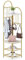 COSTWAY 180CM Garderobenständer Eck, Kleiderständer & Sitzbank & Schuhregal, inkl. 12 Haken, 4 Ebenen Aufbewahrungsregal Garderobe für Eingang, Flur, Wohnzimmer, Schlafzimmer (Gold + Marmor)