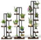 COSTWAY Set di 3 Scaffali Porta Piante da Interno ed Esterno, Scaffali per Fiori a 4/5/6 Ripiani, Porta Vasi in Legno e Metallo