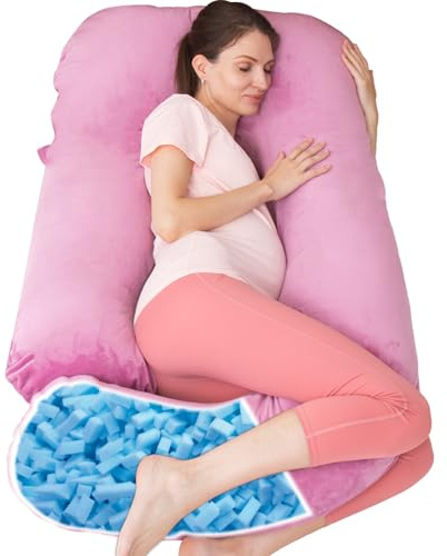 U Shaped Full Body Pregnancy Pillow with Removable Cover for Maternity Women,Pregnancy Pillows for Sleeping,Support for Back, Legs, Belly,55 Inch Pregnancy Pillow for Women (Memory Foam, Light purple)