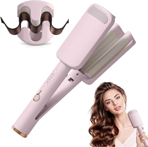 French Wave Curling Iron, 32mm Mermaid Hair Waver, with 4 Temperature Fast Heating French Egg Roll Curling Iron V Shaped Waver Curling Wand,Frizz-Free Waves for All Hair Types