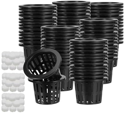 Hydrokultur-Pflanzgefäße – 50 x Hydrokultur-Töpfe | Aquaponik-Zubehör mit Schwämmen für , Bonsai, Pfeffer, Salat