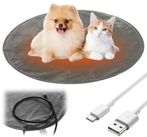 Heizmatte für Katzen und Hunde, 45 x 45 cm, elektrisches Heizkissen mit automatischer Schließfunktion & 3 Temperatureinstellungen 45 – 55 °C, Heizdecke für Katzen, Anti-Brechen, wasserdicht