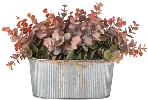 Dahey Artificial Eucalyptus Faux Plants Indoor for Farmhouse Home Decor Fake Plants in Rustic Rectangular Pots Coffee Table Centerpiece for Bathroom Laundry Living Room Greenery Decor, Orange