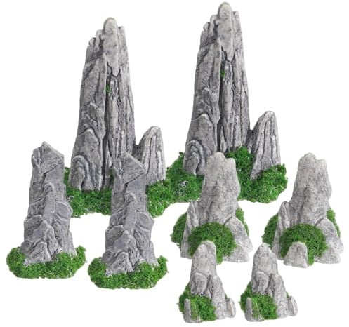 xolear 8 Stück Miniatur Berge Deko Mini Gartenzubehör aus Harz | Zen Garten Miniatur für Aquarium Bonsai Modellbau Feengarten Zubehör Garten Deko DIY Landschaftsgestaltung