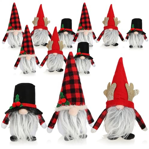 com-four® 12x Premium Weihnachts-Wichtel, Weihnachtsdeko, winterliche | Dekoartikel - irische Deko-Trolle - keltischer Gnom mit Bart