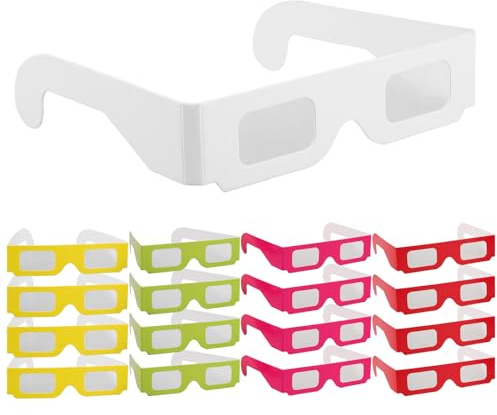 HOOTNEE 30 Stück 3D Papierbrillen für Bunte Partybrillen mit Feuerwerkseffekt Leichtes Material als Gastgeschenke für Kindergeburtstag und Valentinstag