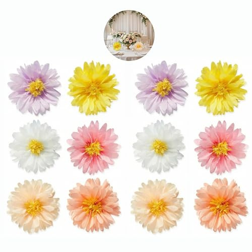 12 unidades de pompones de papel decorativos, 30 cm de diámetro