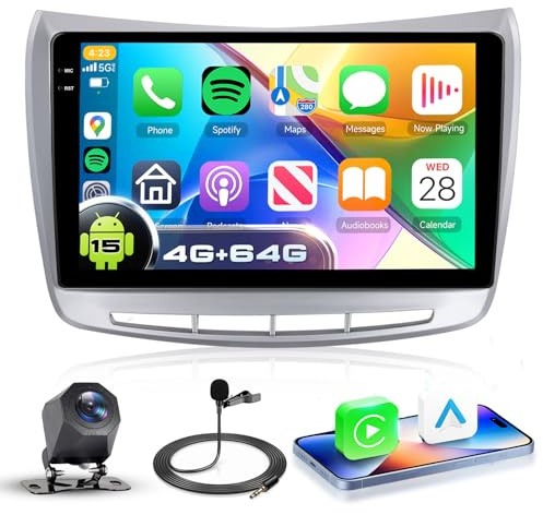 VECHTEL 4G+64G Autoradio Android 15 per Lancia Delta 2009-2019, 9'' Incell HD Schermo Tactile co Carplay Android Auto senza Fili, Stereo Auto Supporto GPS Wi-Fi USB Bluetooth Radio FM RDS Retrocamera
