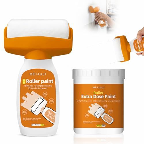 Yuragim 1000g Ausbesserungsfarbe Weiss Roller, 2 in 1 Wandreparatur RollbüRste mit wandreparaturpaste, Wandfarbe Ausbessern Weiß Farbe Wand Ausbessern Roller für Graffiti Kratzer Flecken Risse