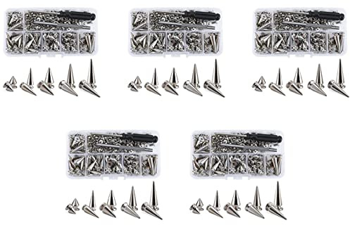 Tacdas 350 Sets Silber Gemischte Form Spikes und Nieten Croc Spikes Leder Nieten Kit für Kleidung Schuhe Gürtel Mach Es Selbst