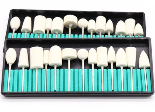 OKUMEYR Set 12pezzi Testine in Lana per Manicure Punta Abrasiva e Levigante per Unghie Rotonda e Quadrata Strumenti per Lucidatura e Cura Professionale