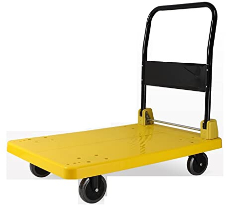 FBHFSUIEF Carrello a piattaforma, carrello a pieghevole, in plastica e maniglia in metallo, a mano con ruote, a spinta for bagagli, pacchi, attrezzi, for traslochi su(S)