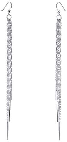 MATERIA Damen Ohrringe 925 Silber hängend 6x140mm Ohrhänger lang XXL Ohrschmuck mit 5 Pendel Stäbchen inkl. Box #SO-47