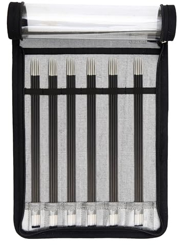 KnitPro 41615 Nadelspiel Set Karbonz 20 cm, Gold, Schwarz, KP41615