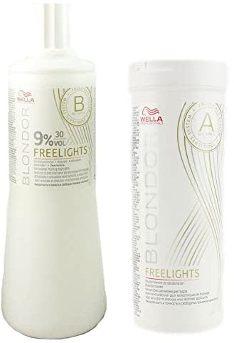 Wella Blondor Freelights Oxyd 9% - 1000 ml + 400g Blondor Freelights Creme, neutral, Cremebasiert, für alle Haartypen
