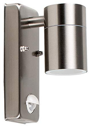 MiniSun | Modern Stainless Steel Wall Down Light with PIR Motion Sensor | Outdoor Wall Lights, Home Décor & Improvement Essential | Includes 5W LED Bulb [6500K Cool White]