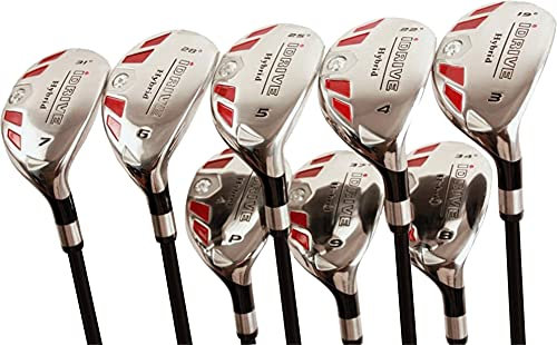 iDrive Hybrids Senior Herren Golf All Komplettset, bestehend aus: #3, 4, 5, 6, 7, 8, 9, PW Senior Flex mit Premium Arthritic Grip Rechtshänder Utility A Flex Schläger